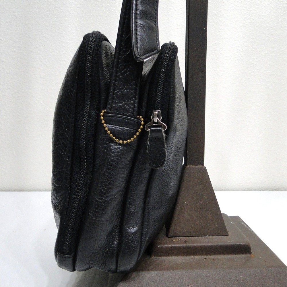 SAS Black Pebbled Leather Organizer Crossbody Bag Made in USA - Picture 6 of 15